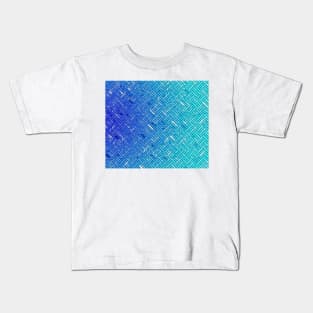3D abstract blue pattern in the style of lattice characters Kids T-Shirt